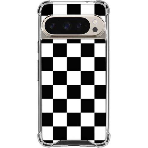 Black and White Checkered Pixel 9 Pro XL Clear Case